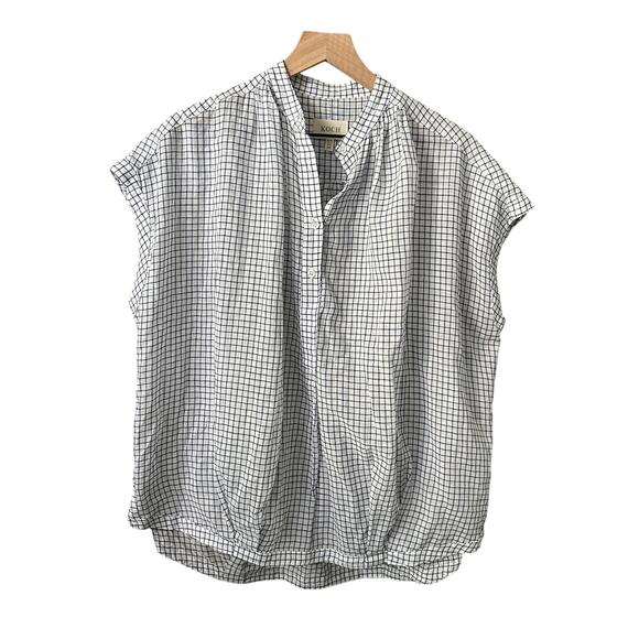 Koch Popover Oversized 100% Cotton Blouse XS Womens Checkered - Picture 1 of 6